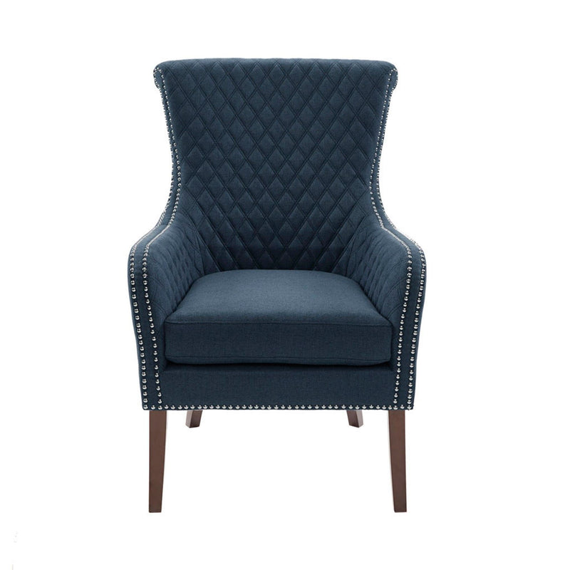 Accent Chair With Quilted Back And Silver Studs - Dark Blue - R&R Furniture Gallery (Fountain Valley, CA)