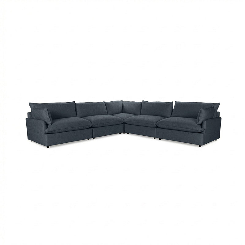 Classic Home Caplan modular sectional sofa with neutral fabric, showcasing its spacious, contemporary stationary sectional design.