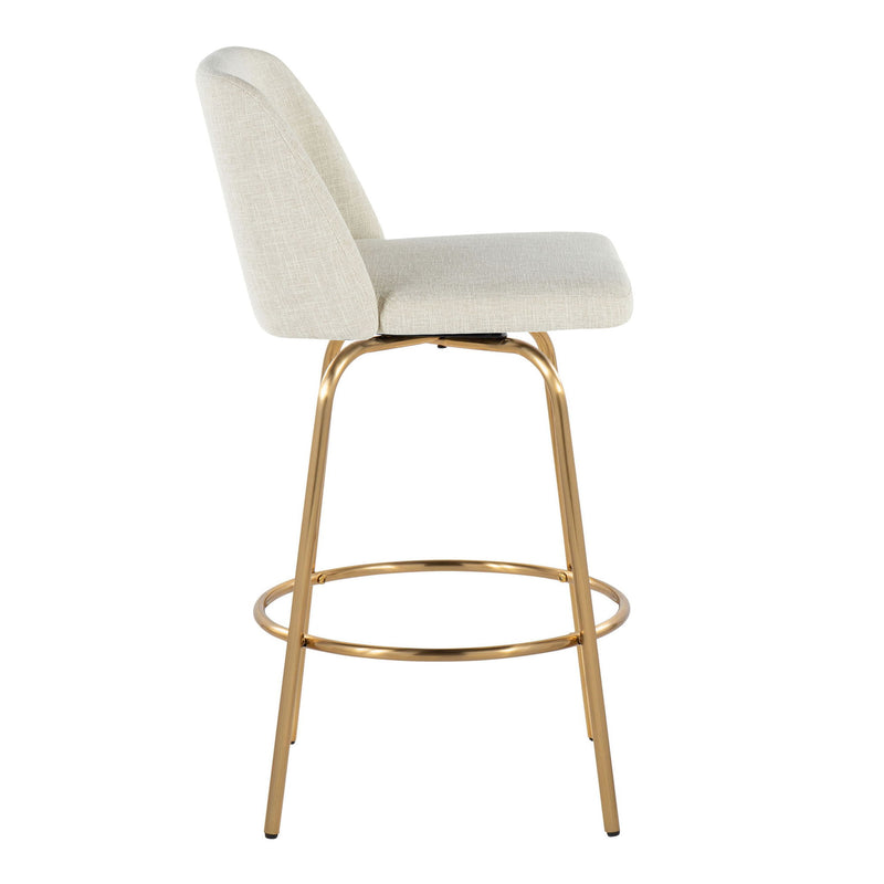 Toriano - Contemporary, Fixed Height Counter Stool With Swivel With Round Footrest (Set of 2) - R&R Furniture Gallery (Fountain Valley, CA)