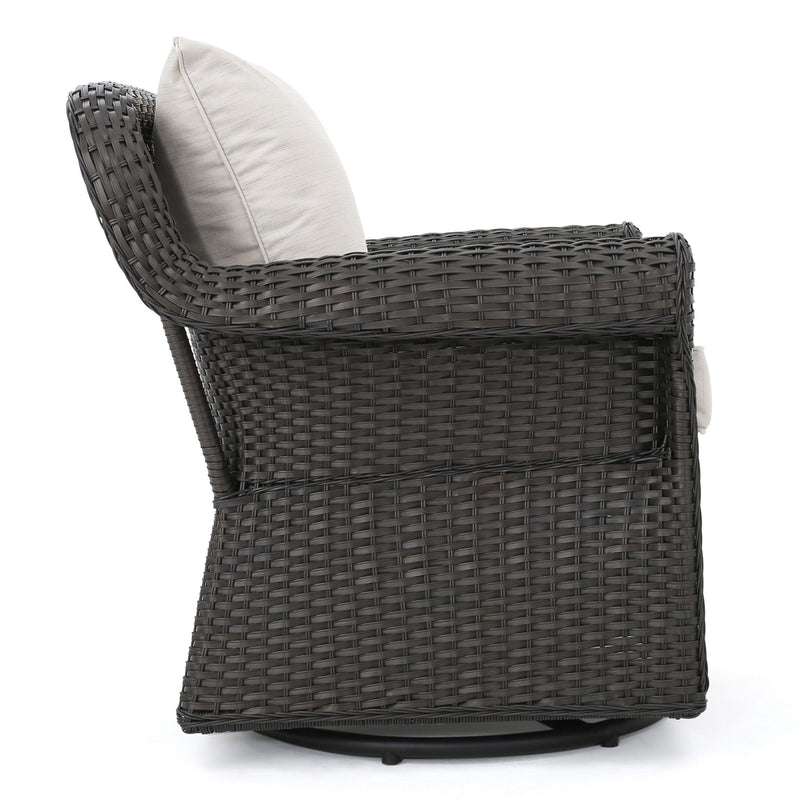 Amaya - Outdoor Swivel Rocker Chair With Water Resistant Cushions - Brown / Beige - R&R Furniture Gallery (Fountain Valley, CA)