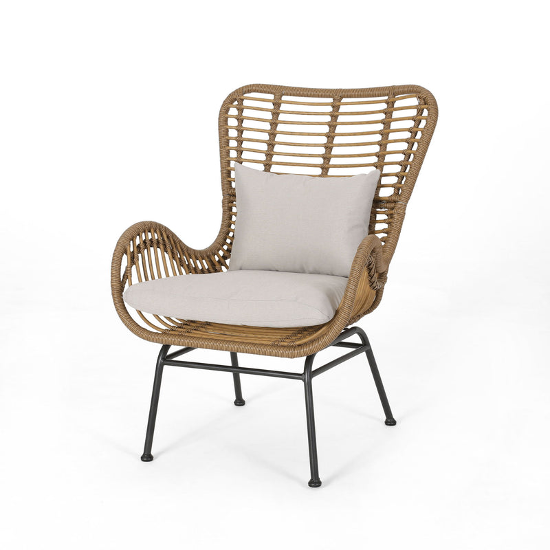 Modern Aesthetic Outdoor Rattan Accent Chair With Metal Legs - R&R Furniture Gallery (Fountain Valley, CA)