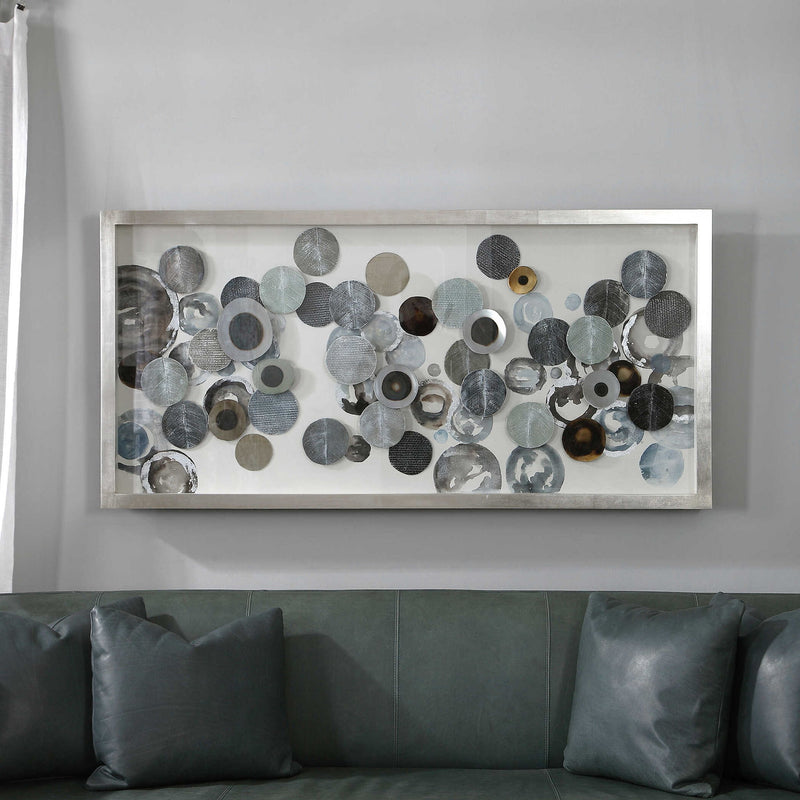 Uttermost Kella modern shadow box wall decor in blue, featuring a sleek, contemporary design for stylish interior accents.