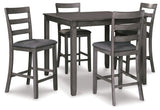 Bridson - Square Counter TBL Set (Set of 5) - Gray - R&R Furniture Gallery (Fountain Valley, CA)