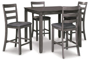 Bridson - Square Counter TBL Set (Set of 5) - Gray - R&R Furniture Gallery (Fountain Valley, CA)