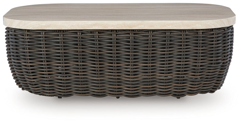 Kimora - Rectangular Cocktail Table - Beige / Dark Brown - R&R Furniture Gallery (Fountain Valley, CA)