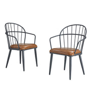 Industrial Inspired Upholstered Dining Chair Set With Metal Legs (Set of 2) - Brown - R&R Furniture Gallery (Fountain Valley, CA)
