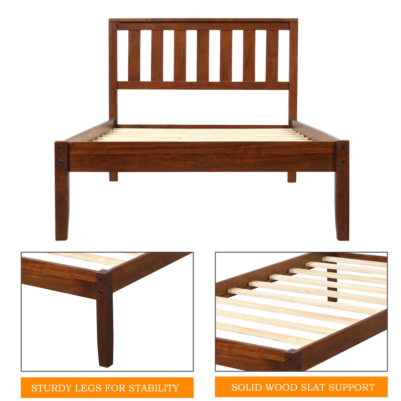 DreamHaus platform bed with headboard, footboard, and slat support, showcasing a modern wooden frame and sturdy construction.