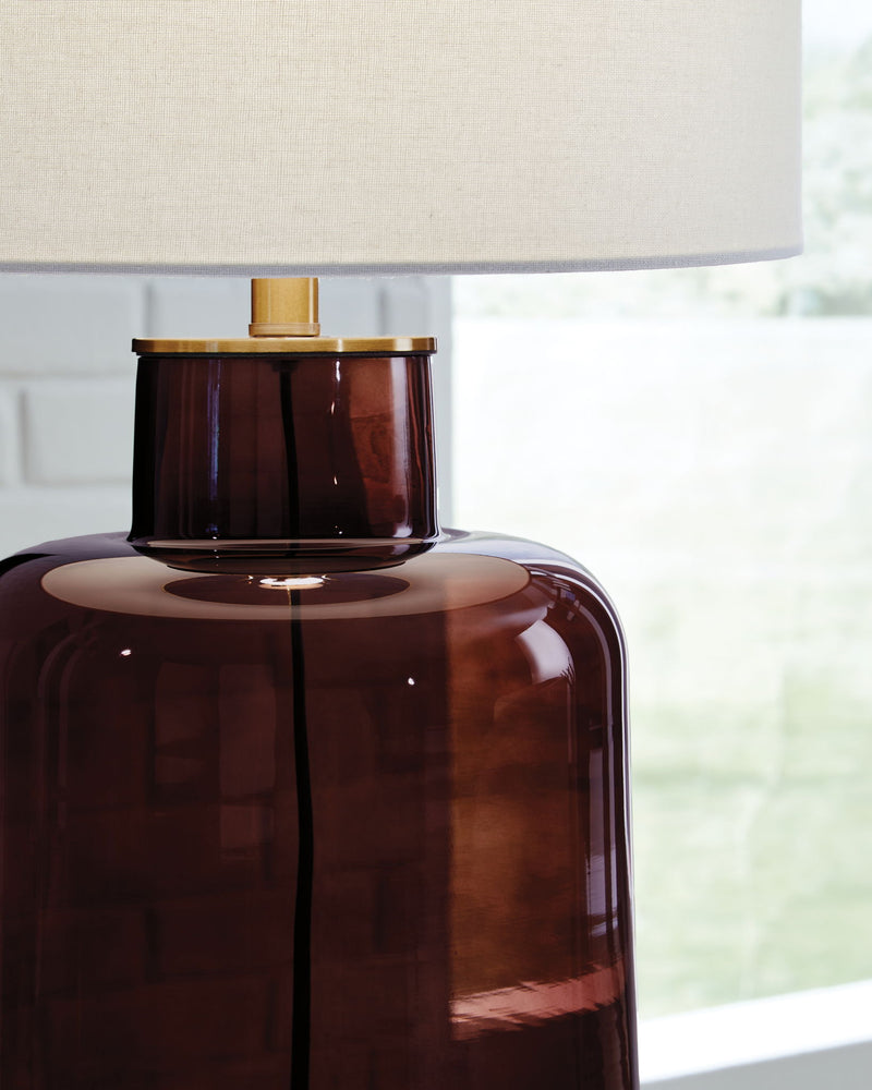 Mette - Glass Table Lamp - Brown / Gold Finish - R&R Furniture Gallery (Fountain Valley, CA)