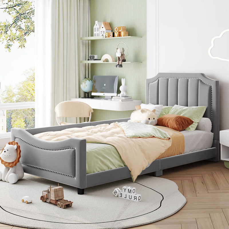Upholstered Daybed With Classic Stripe Shaped Headboard - R&R Furniture Gallery (Fountain Valley, CA)