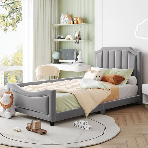 Upholstered Daybed With Classic Stripe Shaped Headboard - R&R Furniture Gallery (Fountain Valley, CA)