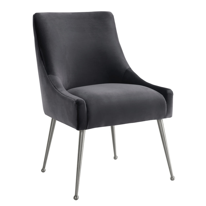 Beatrix - Velvet Side Chair With Silver Leg - Gray - R&R Furniture Gallery (Fountain Valley, CA)