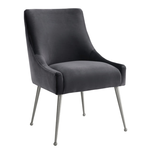 Beatrix - Velvet Side Chair With Silver Leg - Gray - R&R Furniture Gallery (Fountain Valley, CA)
