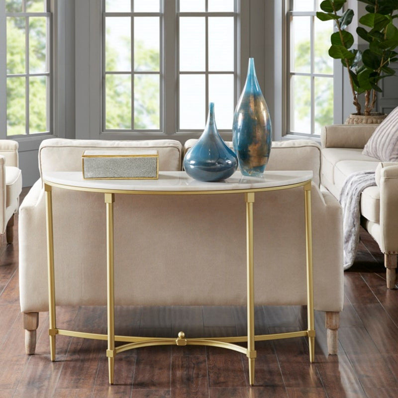 Bordeaux - Console Table - White / Gold - R&R Furniture Gallery (Fountain Valley, CA)