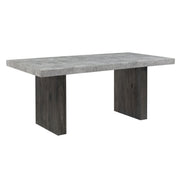 Gray Susan 5-piece dining table set with matching base, includes table and four chairs, from Global Furniture USA.