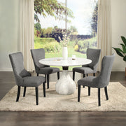 Koen - Round Dining Table, Engineering Marble Top - White & Black - R&R Furniture Gallery (Fountain Valley, CA)