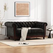 Chesterfield Loveseat Sofa, 2 Person Rolled Arm Upholstered Couch - R&R Furniture Gallery (Fountain Valley, CA)