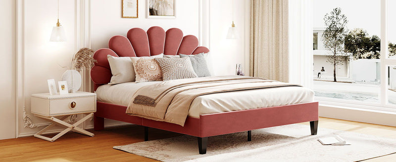 Upholstered Platform Bed With Flower Pattern Headboard - R&R Furniture Gallery (Fountain Valley, CA)