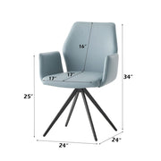 Segismunda - Arm Chair With Swivel - Light Blue Leather & Black - R&R Furniture Gallery (Fountain Valley, CA)