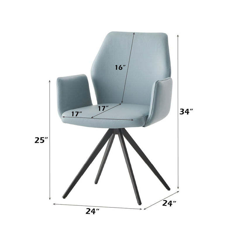 Segismunda - Arm Chair With Swivel - Light Blue Leather & Black - R&R Furniture Gallery (Fountain Valley, CA)
