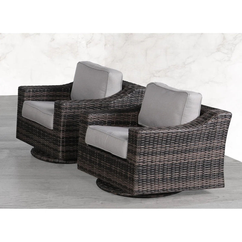 Outdoor Swivel Patio Chair With Cushions (Set of 2) - Brown - R&R Furniture Gallery (Fountain Valley, CA)