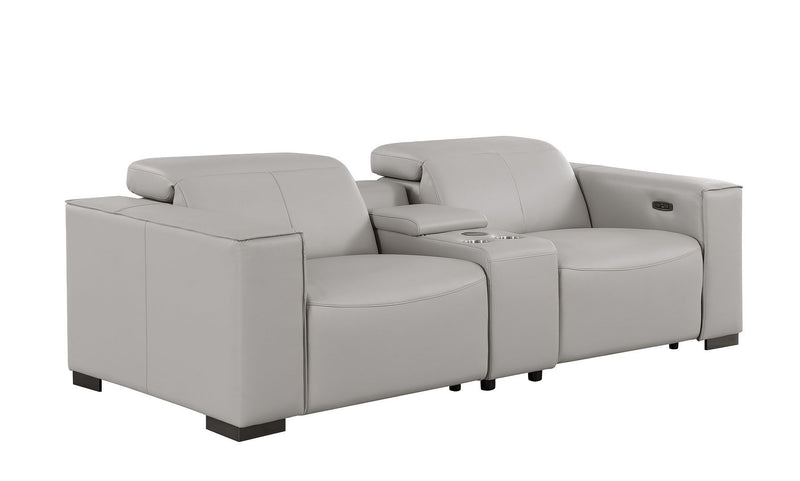1208 - Modular Leather Set With 6 Power Recliners & Power Headrests