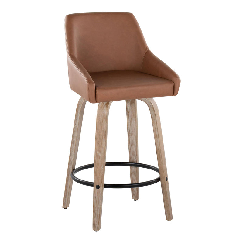 Lumi Source Hannah set of 2 transitional fixed height counter stools with swivel and round footrest, showcasing sleek modern design.