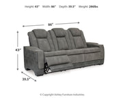 Signature Design by Ashley Durapella power reclining sofa with plush cushions and sleek fabric upholstery.