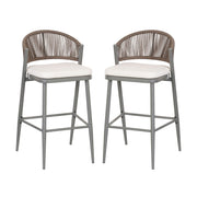 Outdoor Bar Height Metal Frame Counter Stools With Scallop Shaped Backrest & Water Resistant Cushions - R&R Furniture Gallery (Fountain Valley, CA)