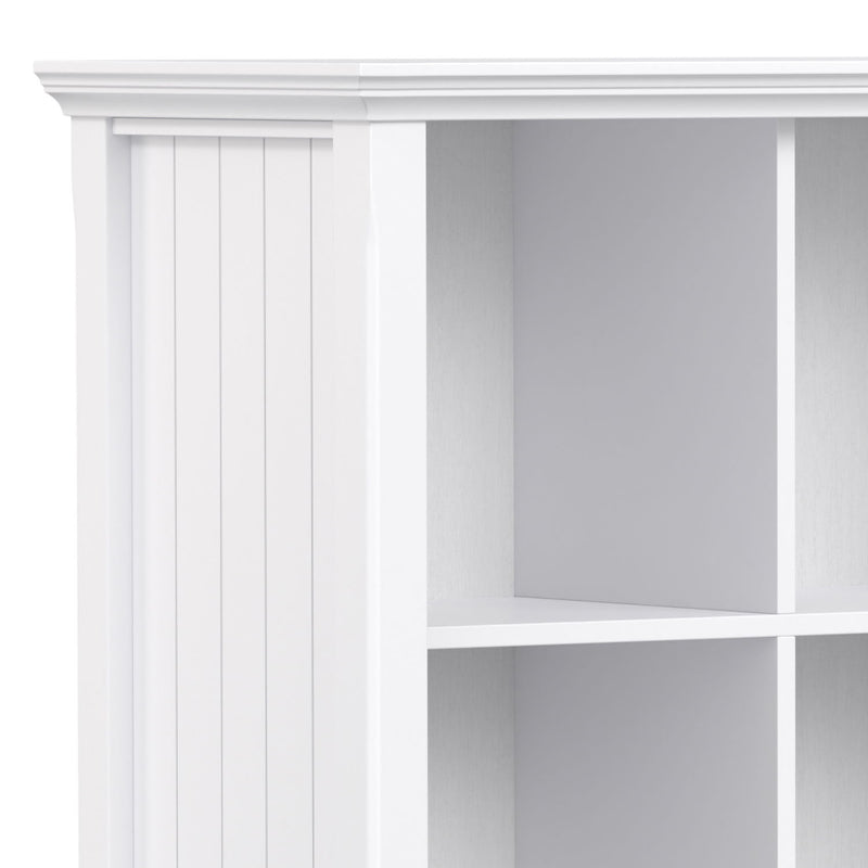 Simpli-Home Acadian handcrafted cube storage organizer with multiple compartments for versatile storage and organization.