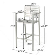 Outdoor Aluminum Rust Proof Barstools (Set of 2) - Silver - R&R Furniture Gallery (Fountain Valley, CA)