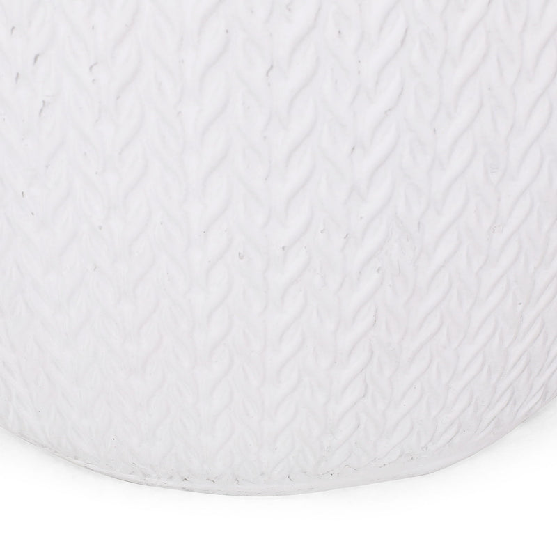 Outdoor lightweight concrete side table in antique white by Noble House, featuring a simple, modern design for outdoor spaces.