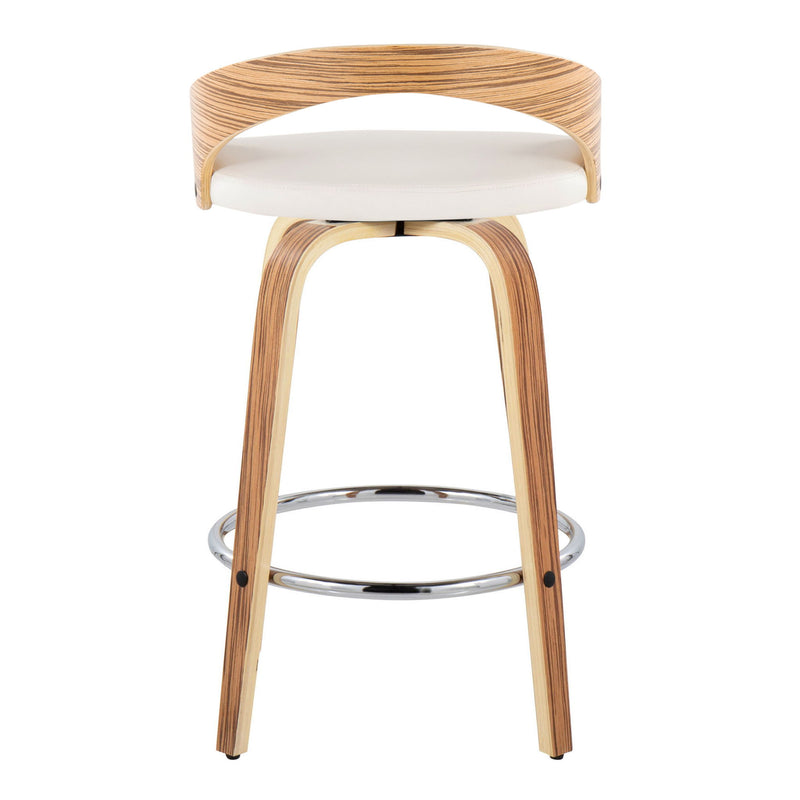 Grotto - Mid Century Modern Fixed Height Counter Stool With Swivel With Round Footrest (Set of 2) - R&R Furniture Gallery (Fountain Valley, CA)