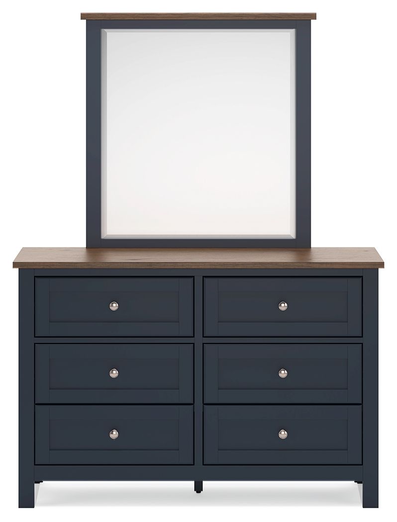 Landocken - Dresser and Mirror - Brown / Blue - R&R Furniture Gallery (Fountain Valley, CA)