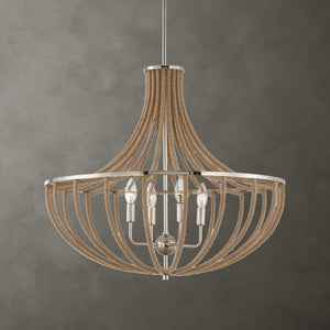 Lovelock - 4 Light Rope Empire Chandelier - Light Brown