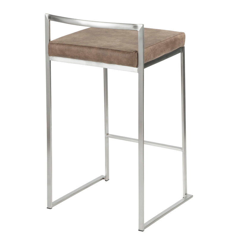 Lumi Source Fuji contemporary elegant stackable counter stool set with sleek design and wooden seats, perfect for modern kitchen or bar.