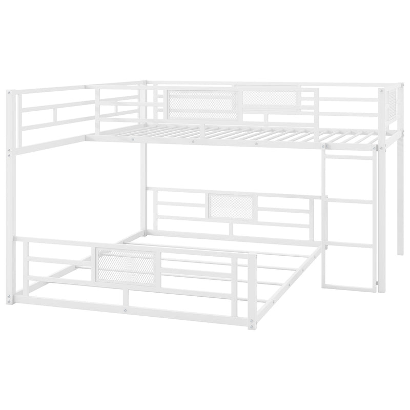 Dreamland L-shaped bunk bed with safety features, showing sturdy wood construction and space-saving design for kids' bedrooms.