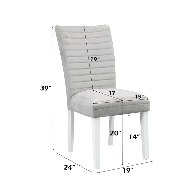 Elizaveta - Side Chair (Set of 2) - Gray Velvet &White High Gloss - R&R Furniture Gallery (Fountain Valley, CA)