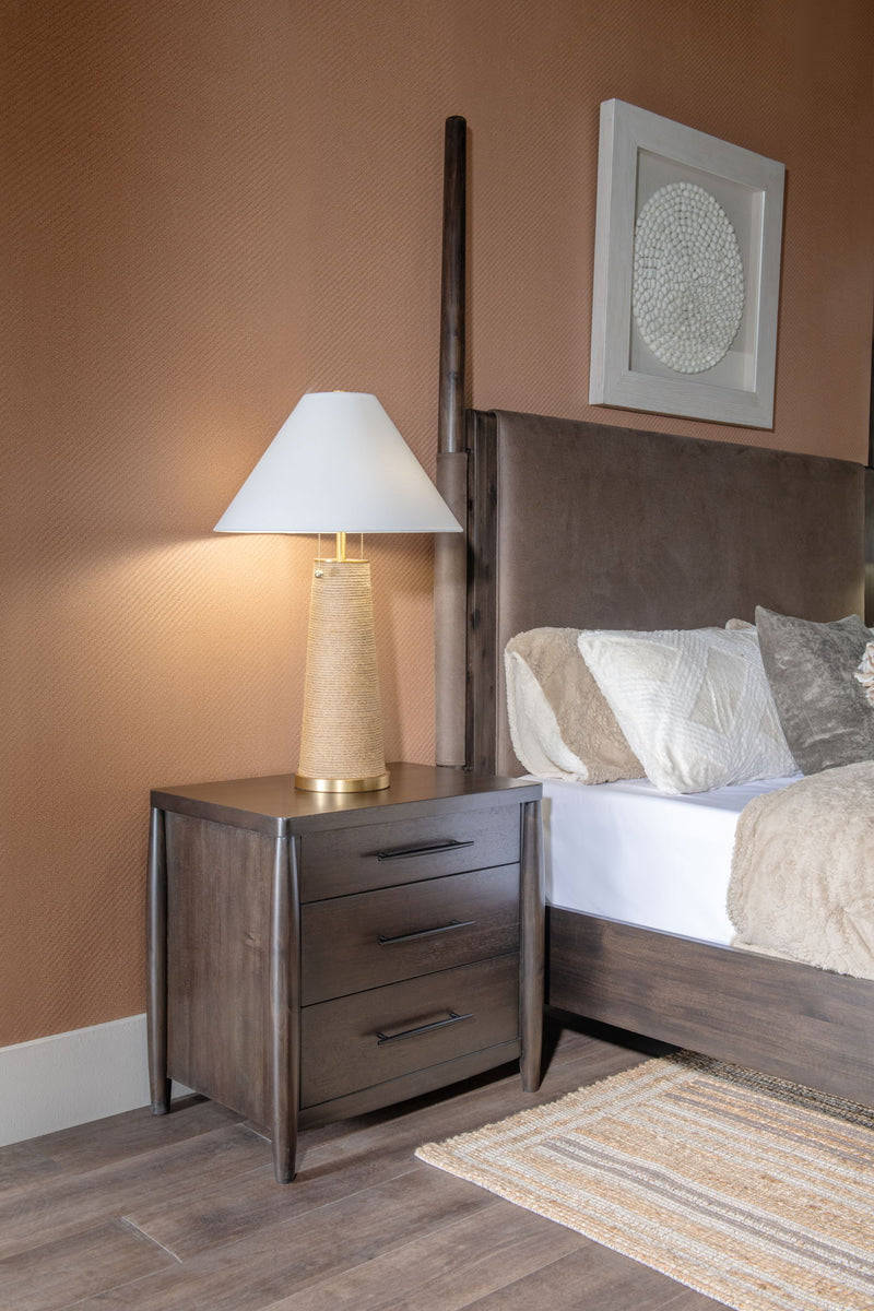 Koko Three Drawer Nightstand with Cord Management in Minx - R&R Furniture Gallery (Fountain Valley, CA)