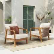 Outdoor Lounge Chair With Woven Backrest, Solid Wood Frame, Comfortable Cushions - R&R Furniture Gallery (Fountain Valley, CA)
