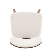Modern Boucle Fabric Upholstered Side Chair, Bentwood Frame - White / Walnut - R&R Furniture Gallery (Fountain Valley, CA)