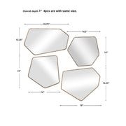 Set of four gold modern wall mirrors by Uttermost, featuring sleek contemporary design and stylish round frames.