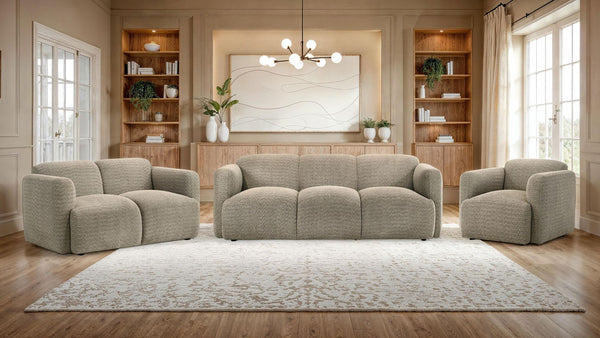 Dorset 3-piece Upholstered Round Track Arm Sofa Set Brown