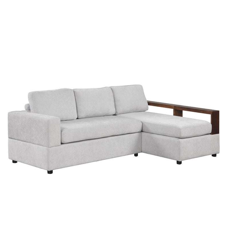 Noble House stationary sectional sofa with upholstered cushions and reversible armrests, ideal for modern living room decor.