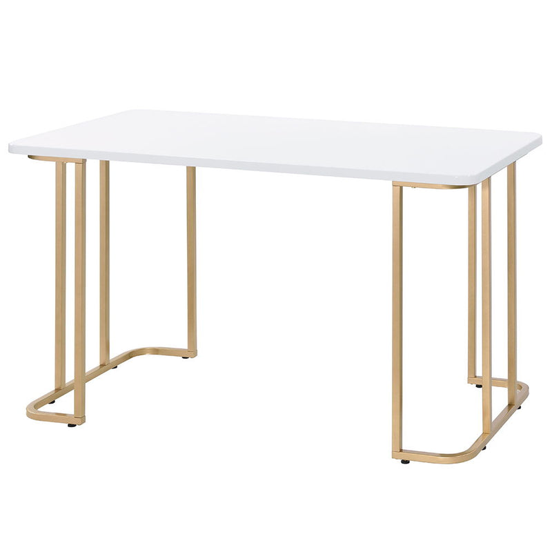 Estie - Writing Desk (Same Ac00902) - White & Gold - R&R Furniture Gallery (Fountain Valley, CA)