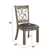 Raphaela - Side Chair (Set of 2) - Black Synthetic Leather & Weathered Cherry - R&R Furniture Gallery (Fountain Valley, CA)