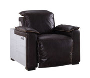 Misezon - Power Motion Recliner - Dark Top Grain Brown Leather & Aluminum - R&R Furniture Gallery (Fountain Valley, CA)