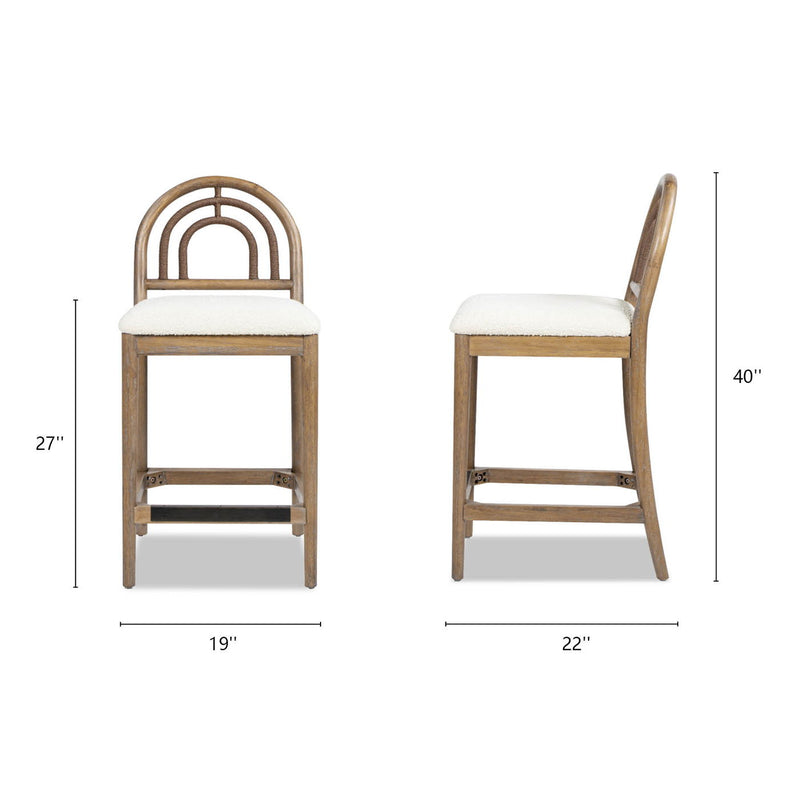 Leon - Arched Back & Upholstered Counter Stool (Set of 2) - Ivory White - R&R Furniture Gallery (Fountain Valley, CA)