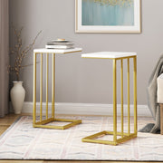 Modern Glam C-Shape End Table by Noble House, stylish chair side table with a sleek design and contemporary finish.