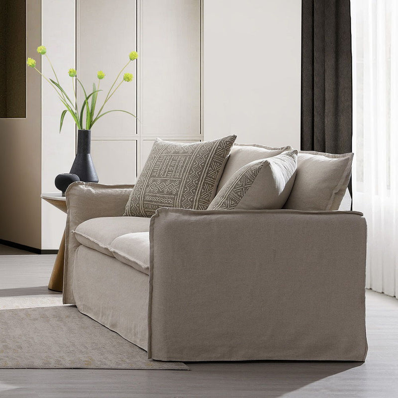 Upendo - Loveseat With 2 Pillows - Beige Linen - R&R Furniture Gallery (Fountain Valley, CA)