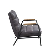 Nignu - Accent Chair - Gray Top Grain Leather & Matt Iron - R&R Furniture Gallery (Fountain Valley, CA)